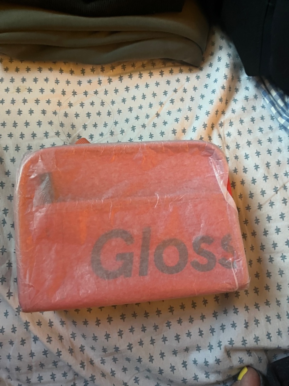 Glossier Coral Red Travel Pouch with Bold Logo